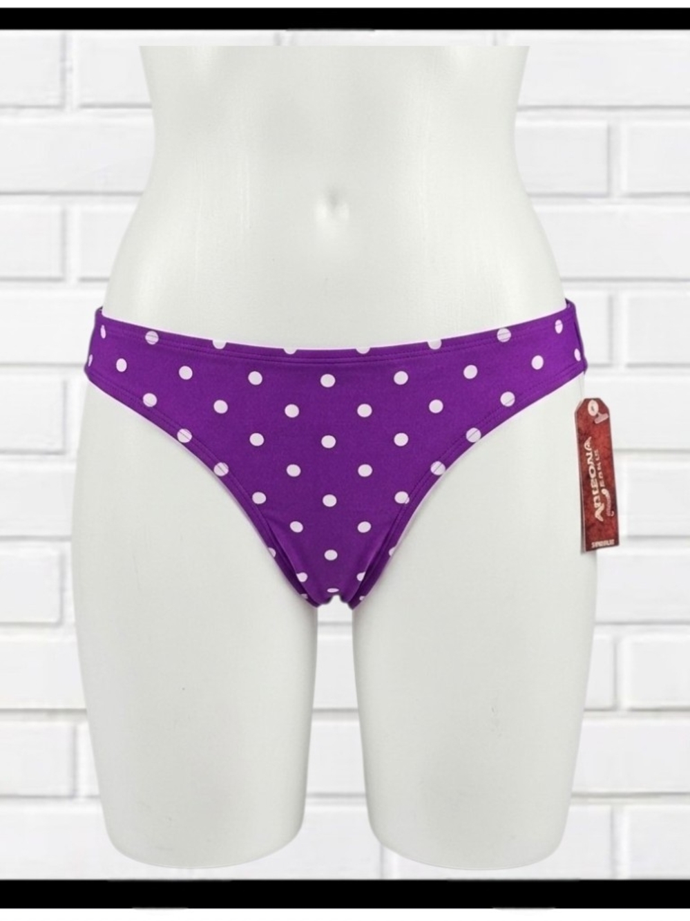 NWT Arizona Jean Co. Purple Polka Dot Bikini Bottoms - Size Medium